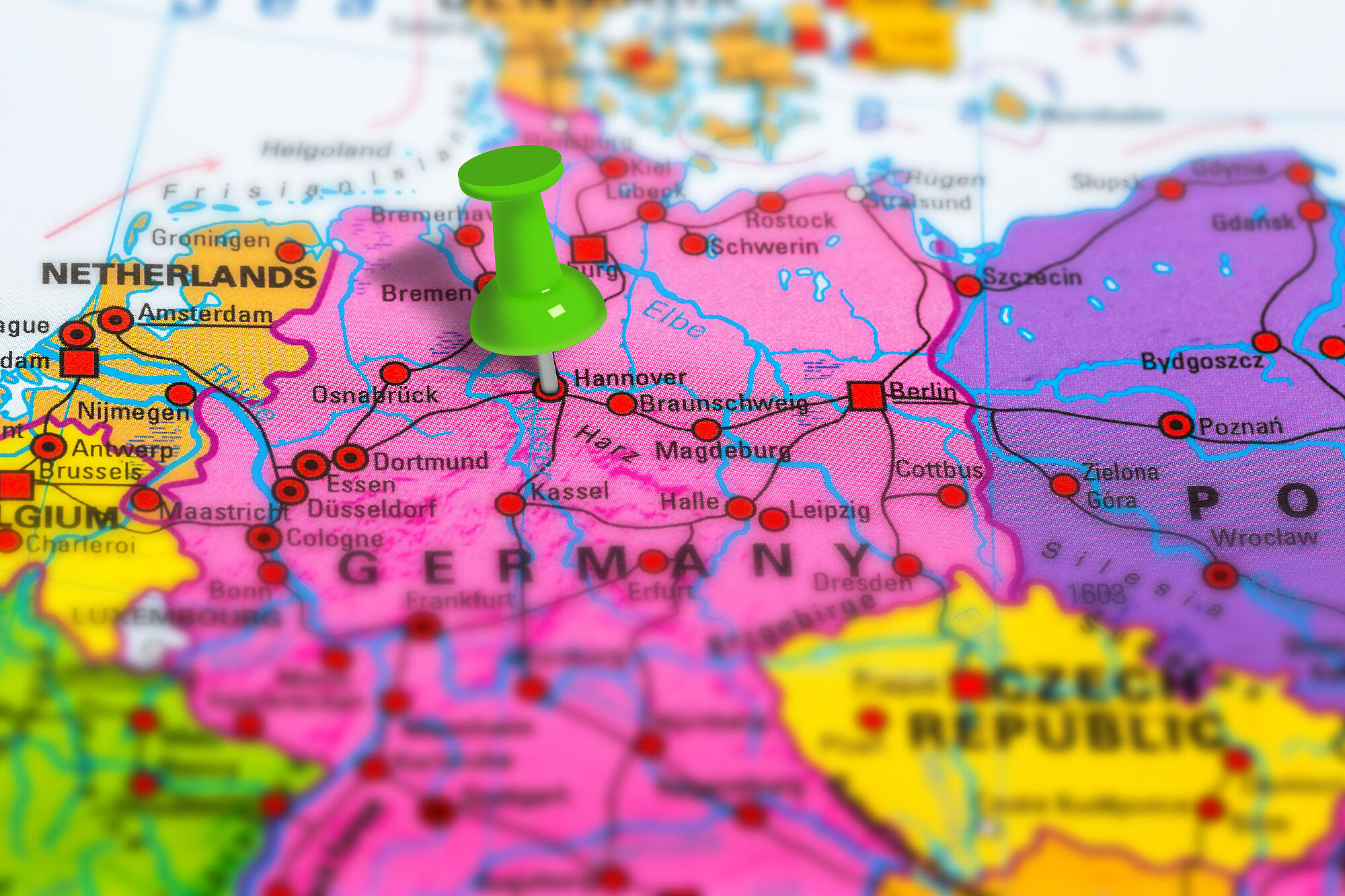 Landkarte von Deutschland mit Pinnadel